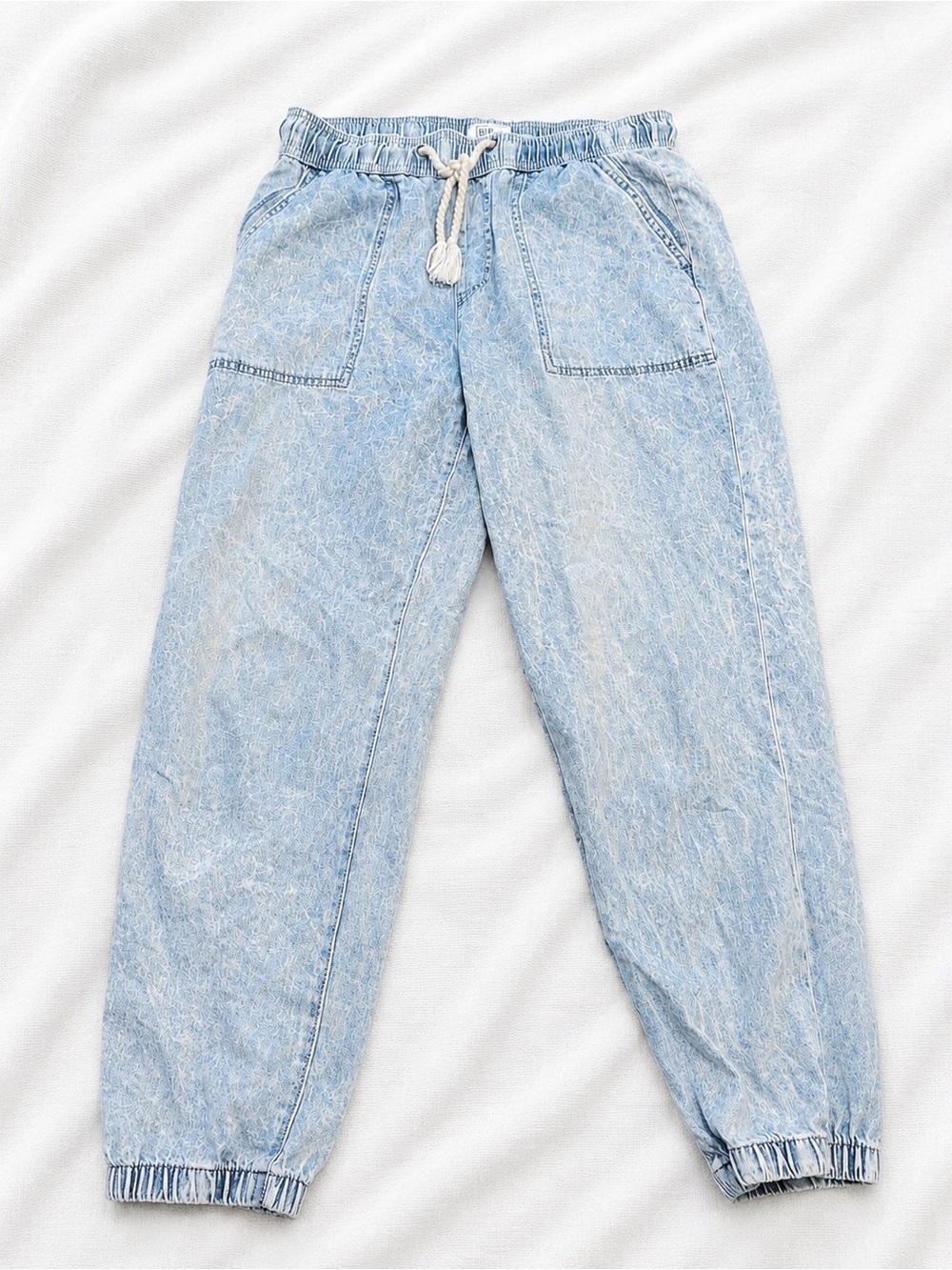 Kids Light Acid-Wash Jogger Sweatpants - Light Blue